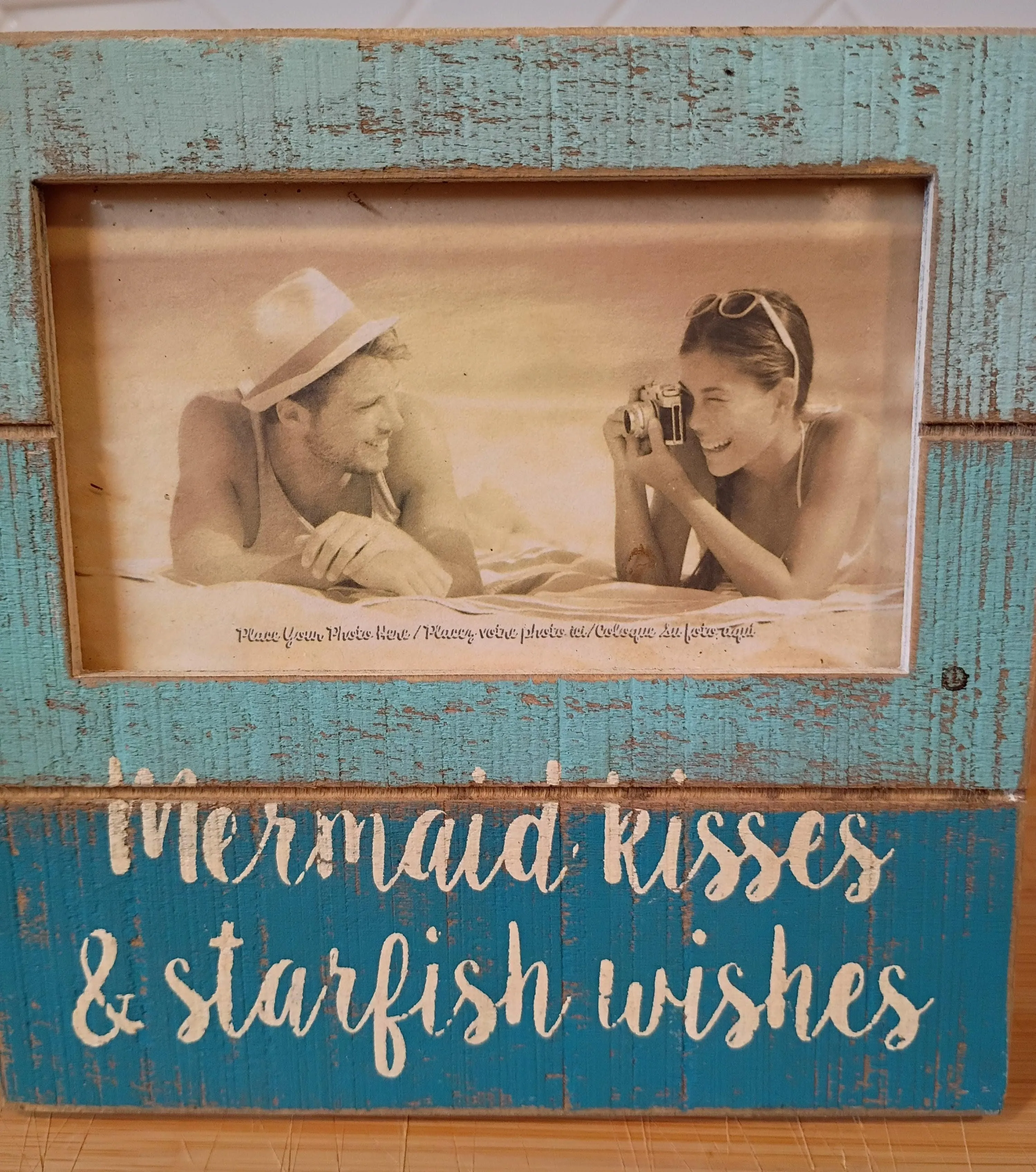 "Mermaid Kisses & Starfish Wishes" Ombre Wooden Picture Frame