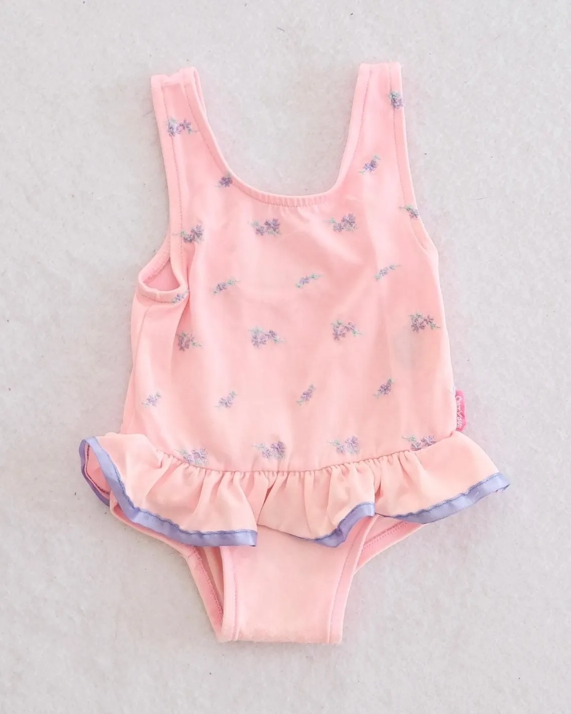 Vintage OshKosh Peach Pink Embroidered Swimsuit: 18m