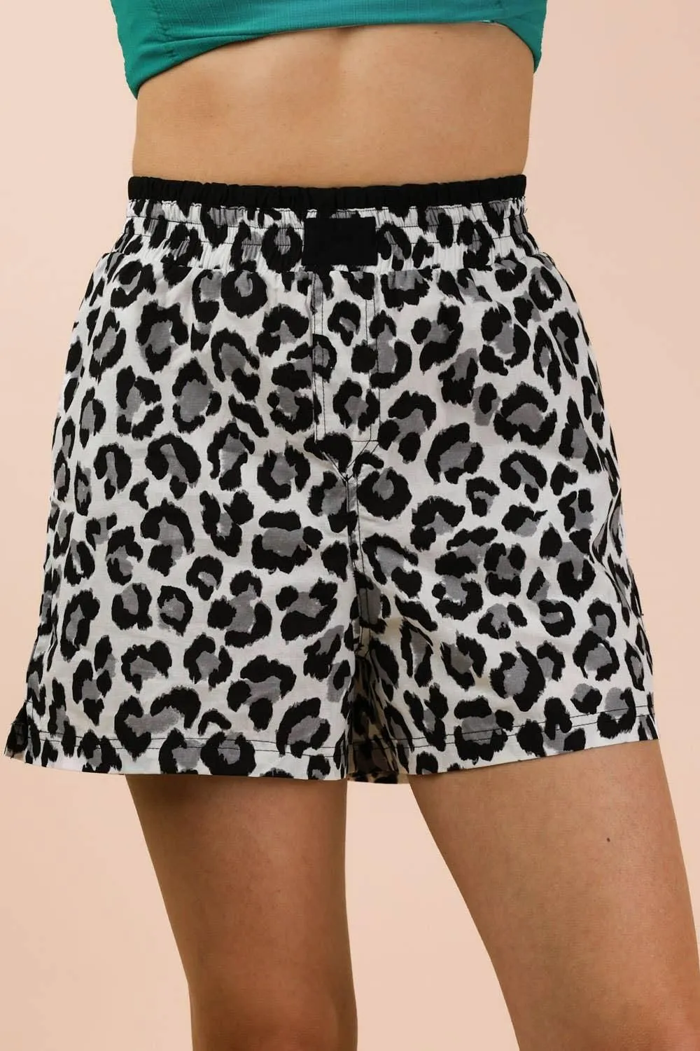 Gray Leopard Printed Boxer Shorts