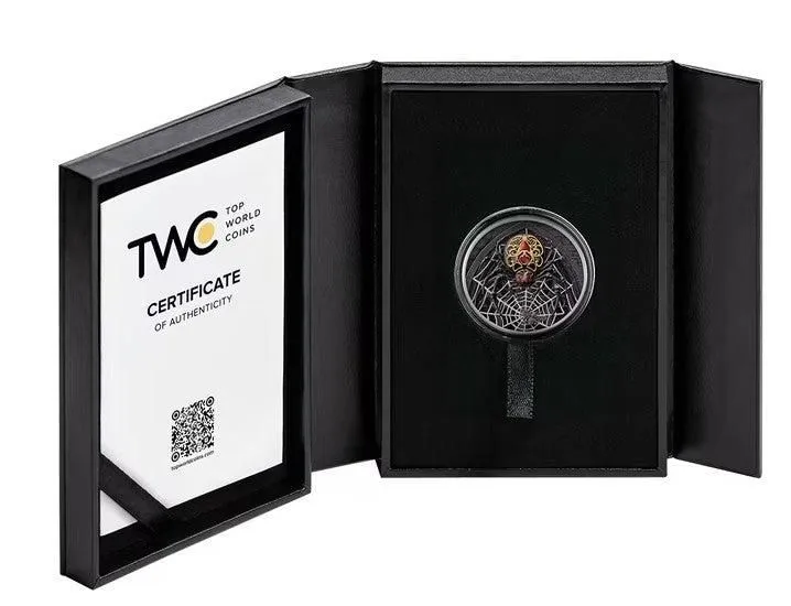 2026 1oz Cameroon The Black Widow .999 Silver High Relief Antiqued Coin