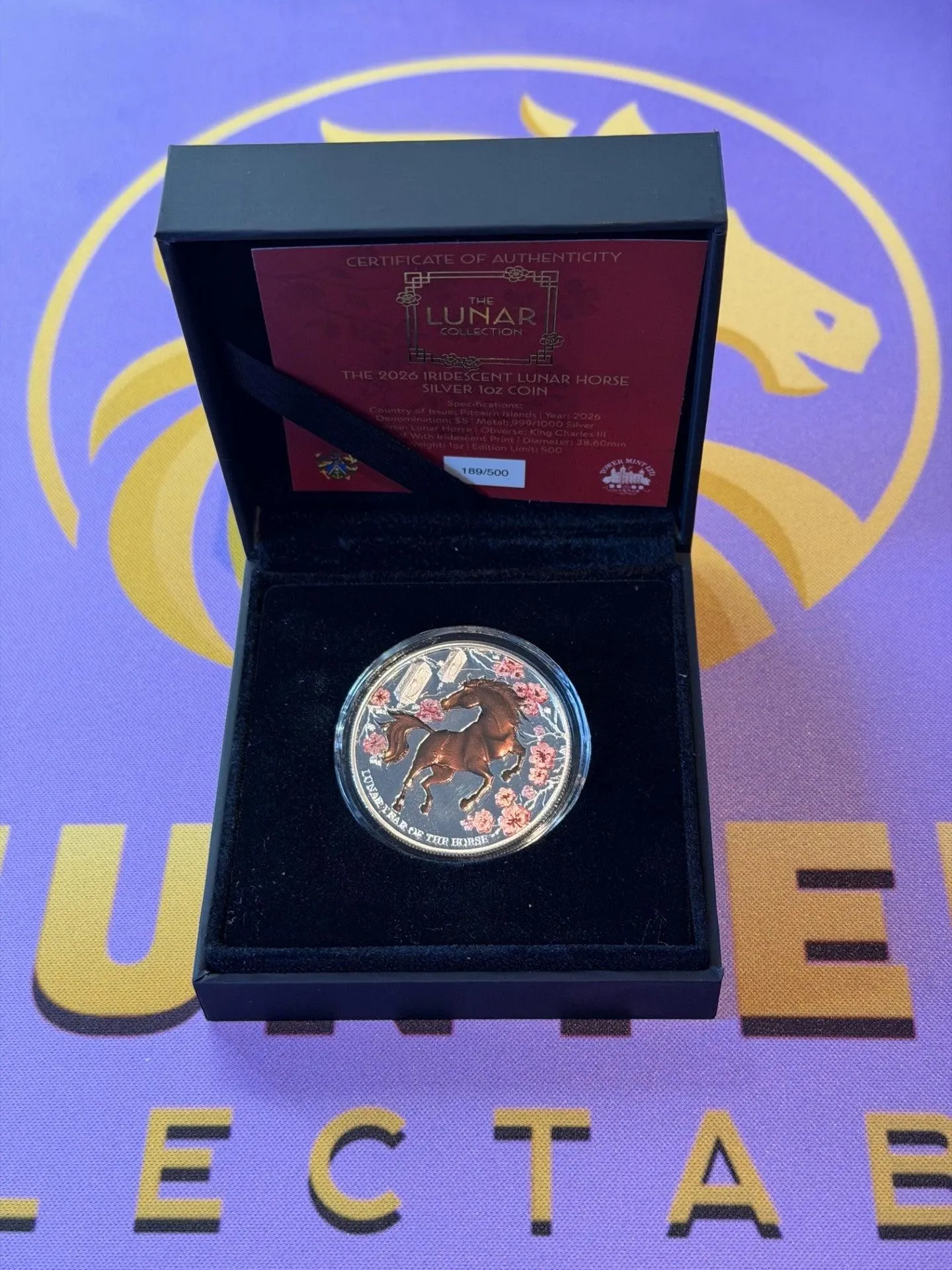 2026 Pitcairn Islands Lunar Year of The Horse 1 oz Silver Iridescent Proof Coin
