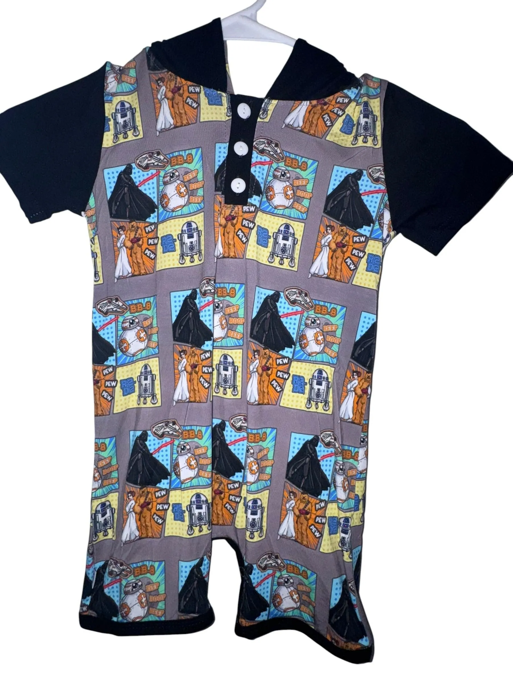 NWT &Me Bamboo Star Wars Hooded Romper – Size 18-24 Months