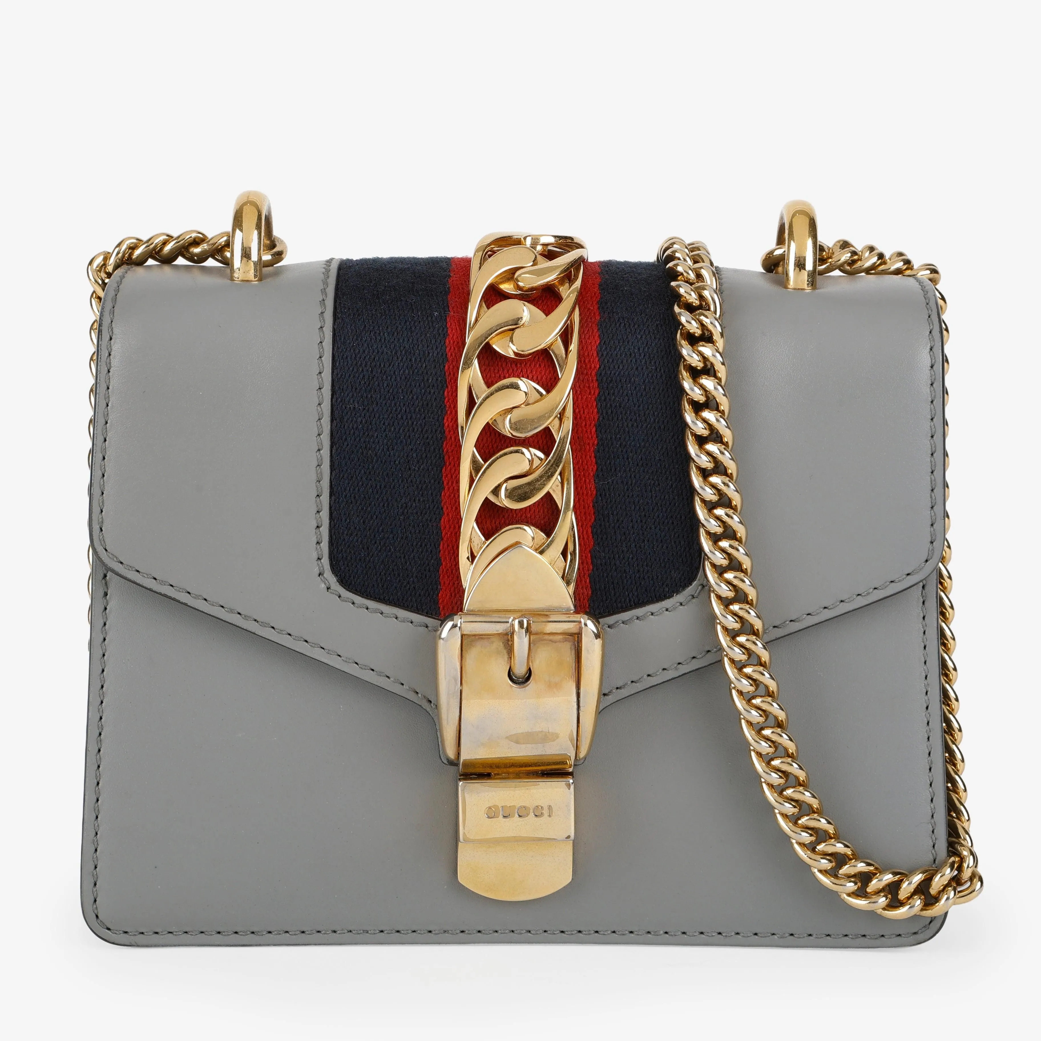 Mini Sylvie Chain Bag, Grey (Missing Fabric Strap)