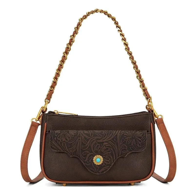 Montana West Tooled Floral Chain Shoulder Crossbody Bag