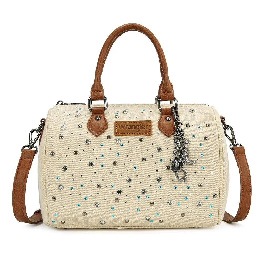 WG458-51102TN Wrangler Western Rhinestone Denim Boston Bag/Crossbody