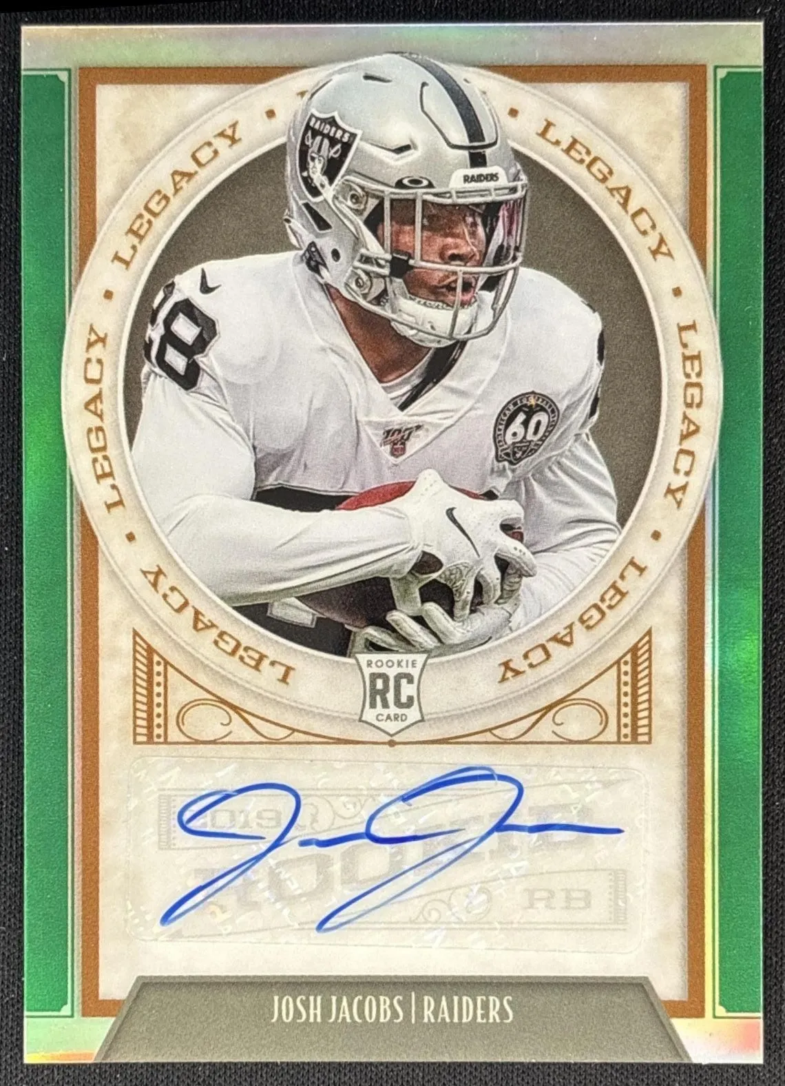 Josh Jacobs 2019 Chronicles Legacy Update Rookies Signatures Green /25 Raiders Packers