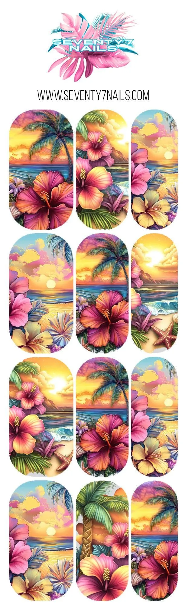 Assorted Nail Decals - Tropical Glow