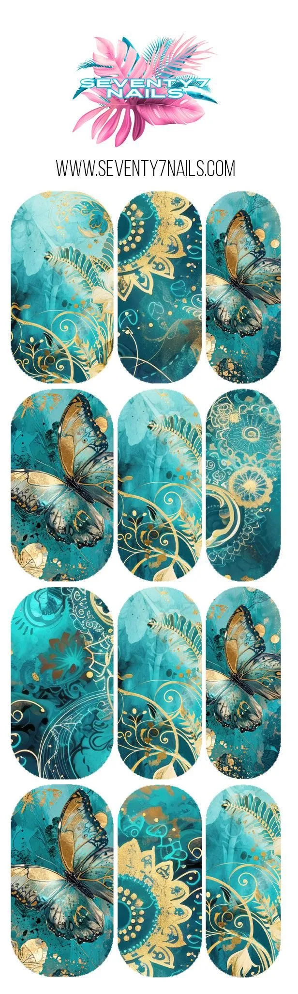 Assorted Nail Decals - Gilded Butterfly
