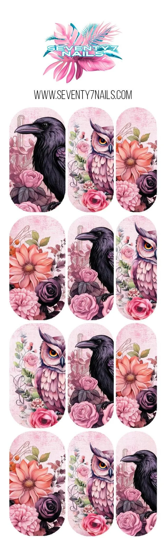 Floral Nail Decals - Raven Rose