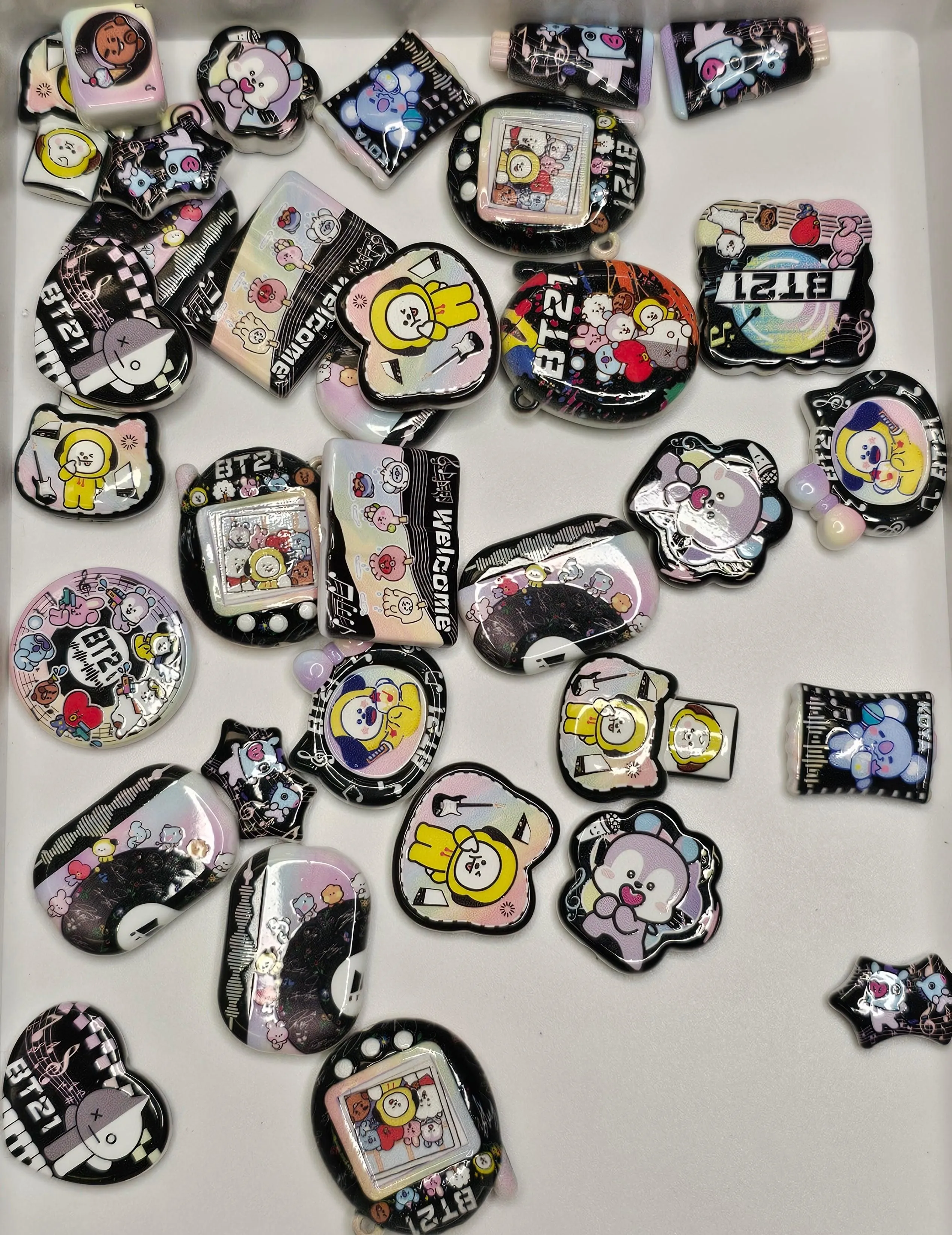 BT21 Character Black Bead Mix