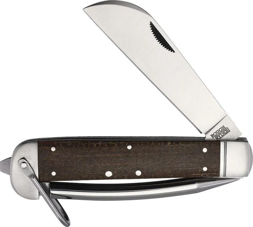 Rough Ryder Marlin Spike Folder Brown Burlap Micarta