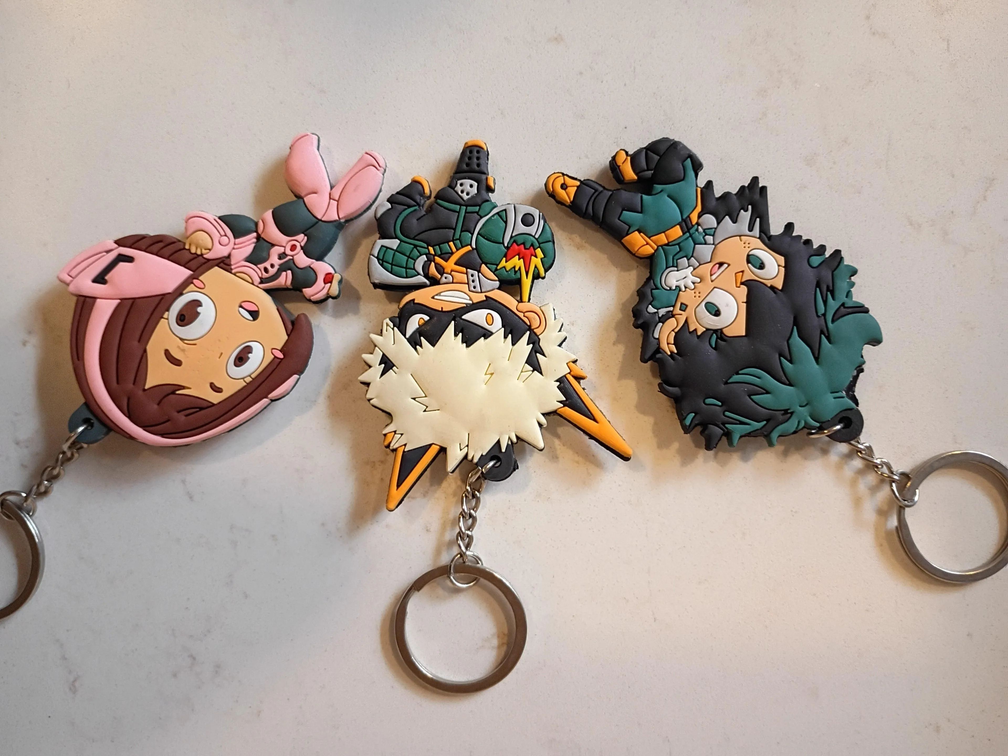 My Hero Academia Character Keychain Lot of 3 – Uravity, Deku & Bakugo - Used, Great Condition