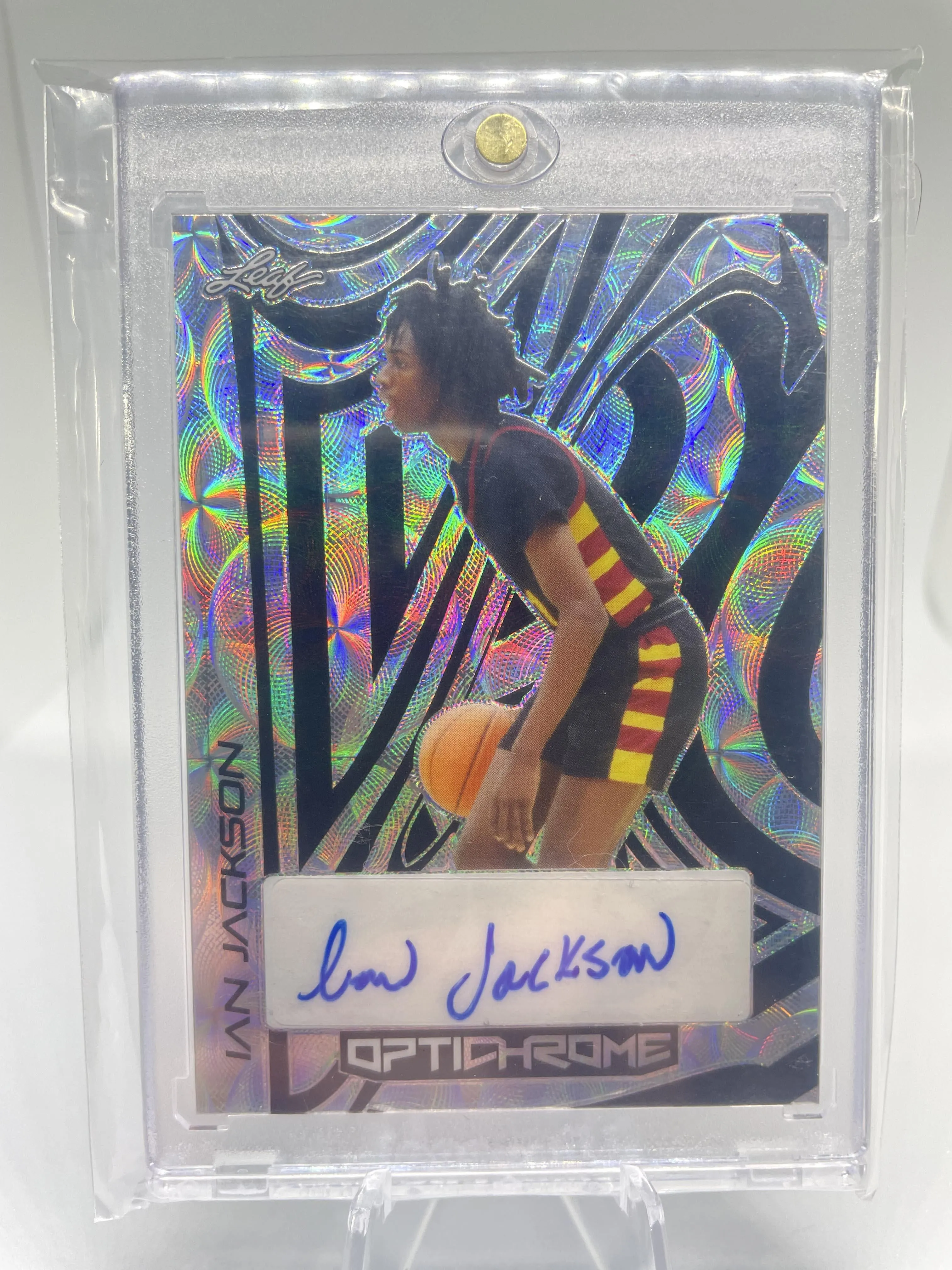 2022-23 Leaf Optichrome Ian Jackson Black Kaleidoscope Rookie Auto /4