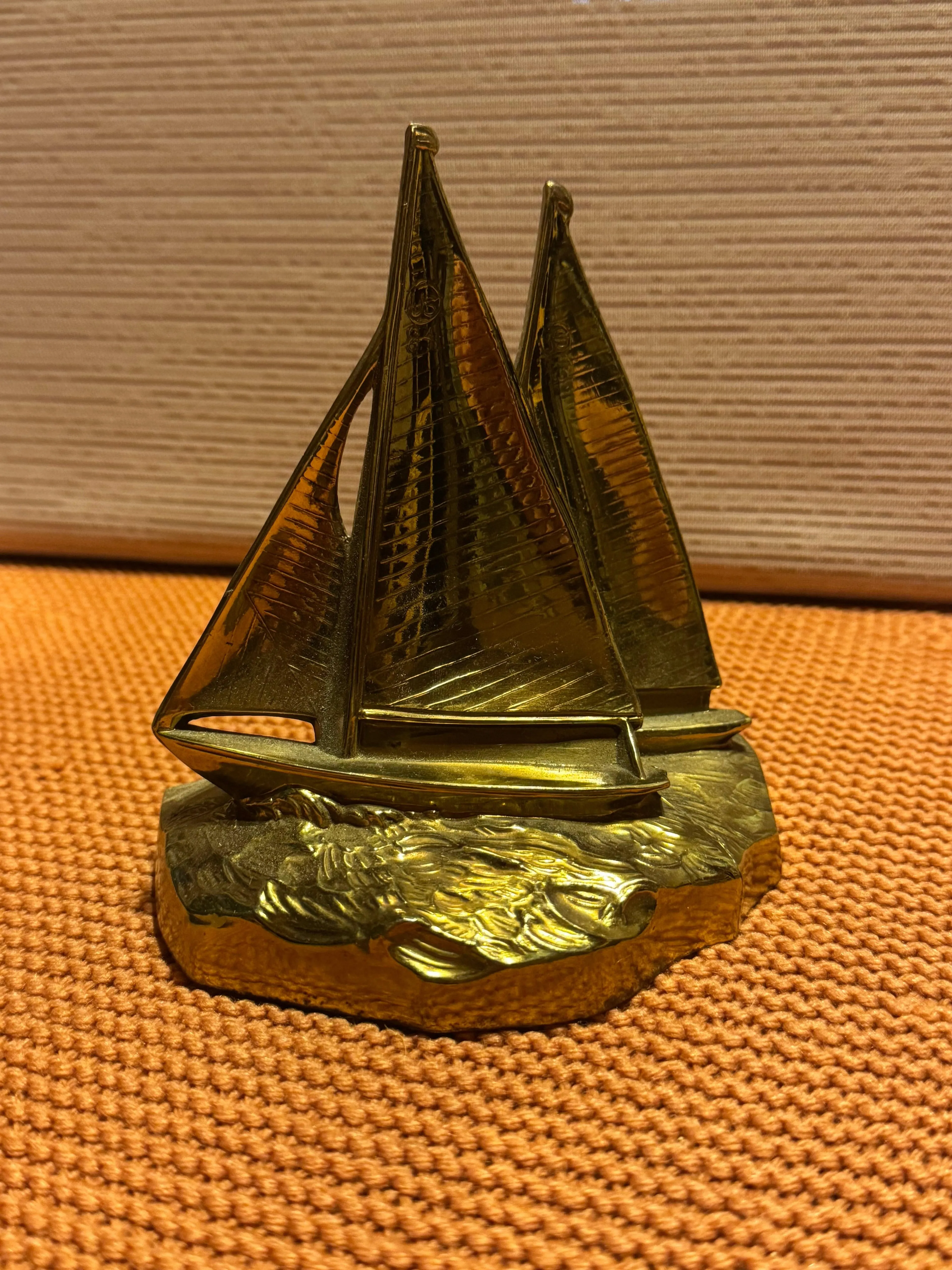 Vintage PM Craftsman PMC 64B Cast Brass Sailboat Figurine Sculpture Nautical Decor USA Mid-Century