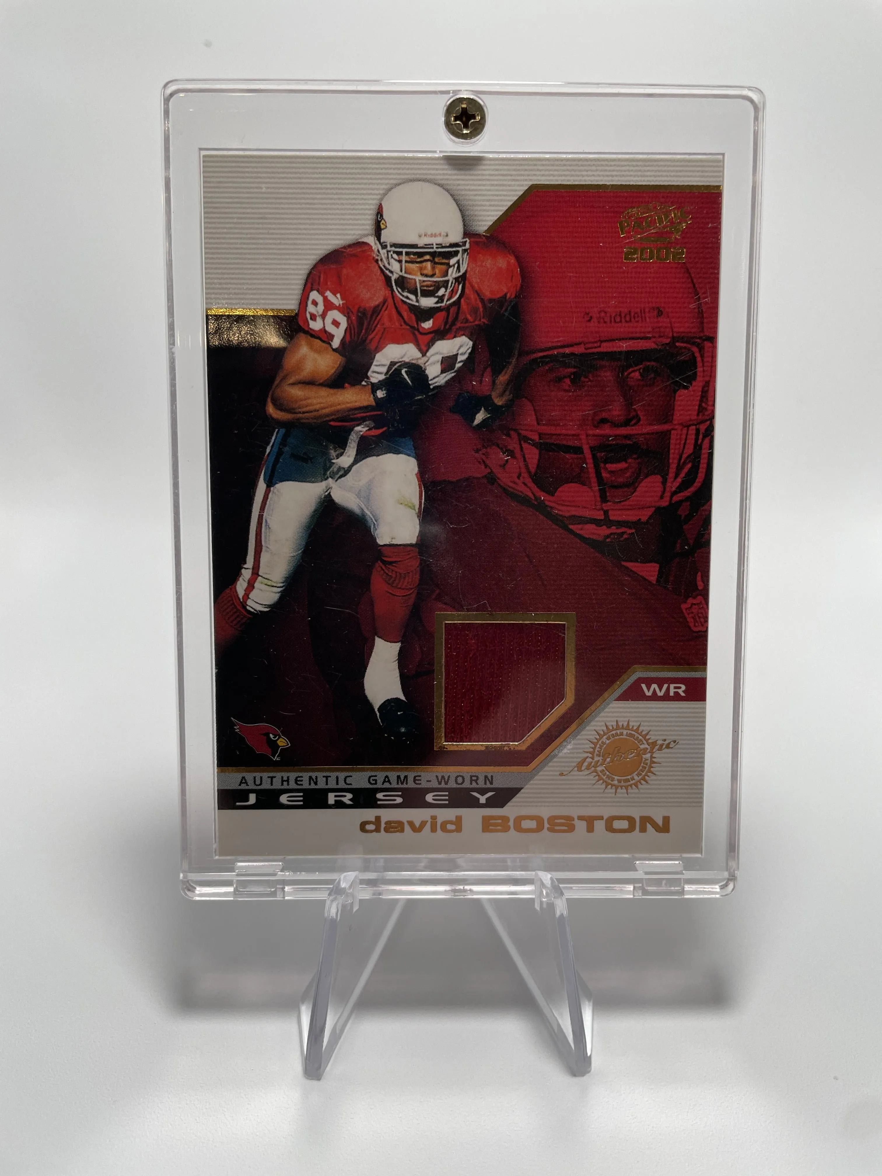 2002 Pacific Trading David Boston Game-Worn Patch #1 Arizona Cardinals