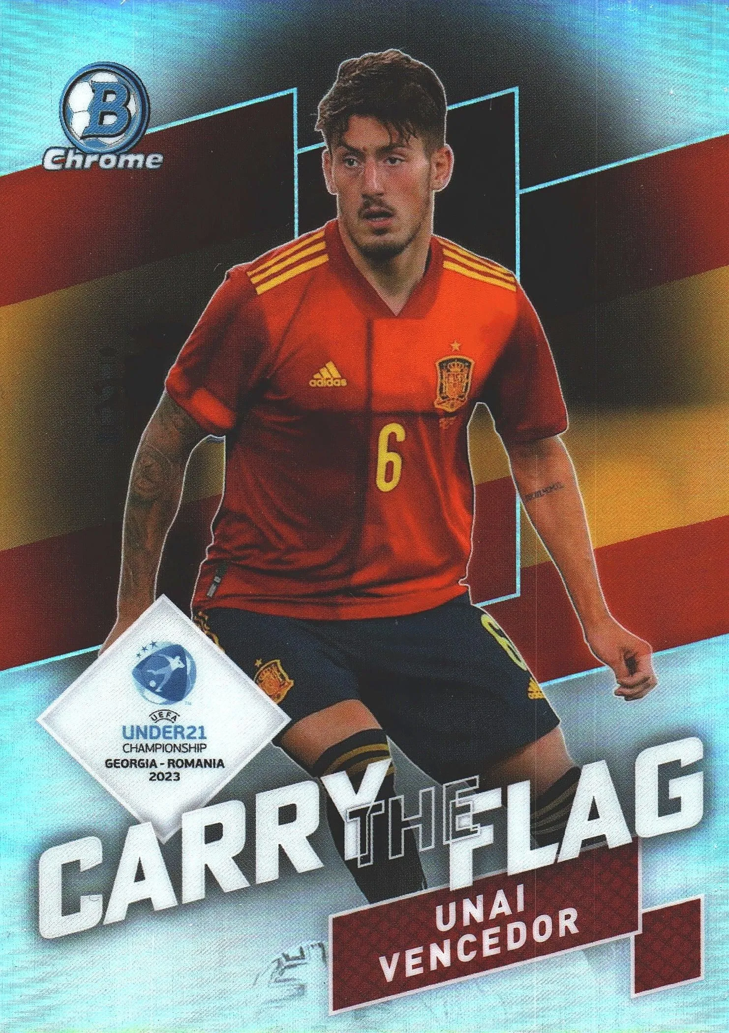 2024 Topps Chrome EURO Carry The Flag Unai Simón #CF-5 Spain
