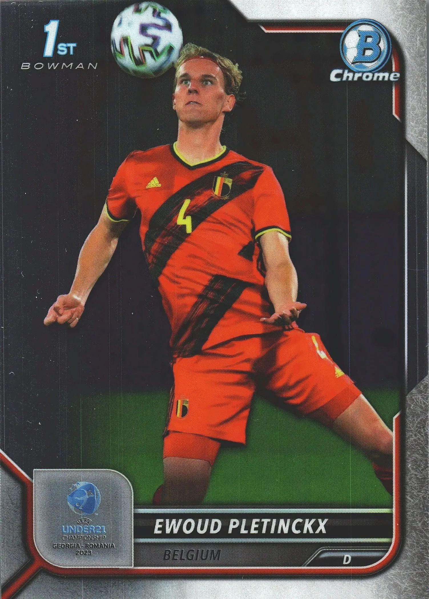 2022 Bowman Chrome Road to UEFA U21 Ewoud Pletinckx 1st #127 Belgium