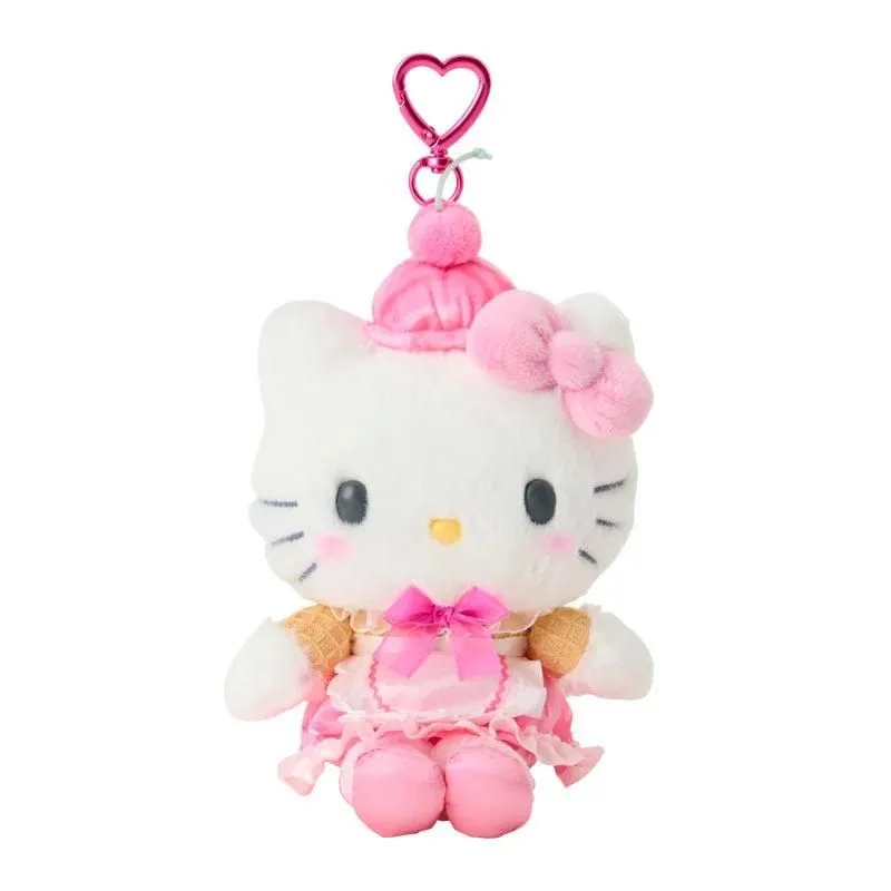 HELLO KITTY Sanrio Character "Dreamy Ice Cream Parlor Design" Plush Mascot Keychain