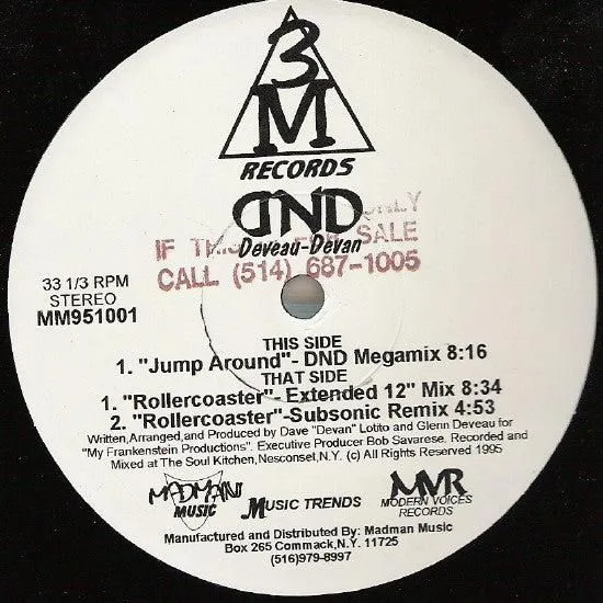 Deveau-Devan - Jump Around / Rollercoaster (12", Promo)