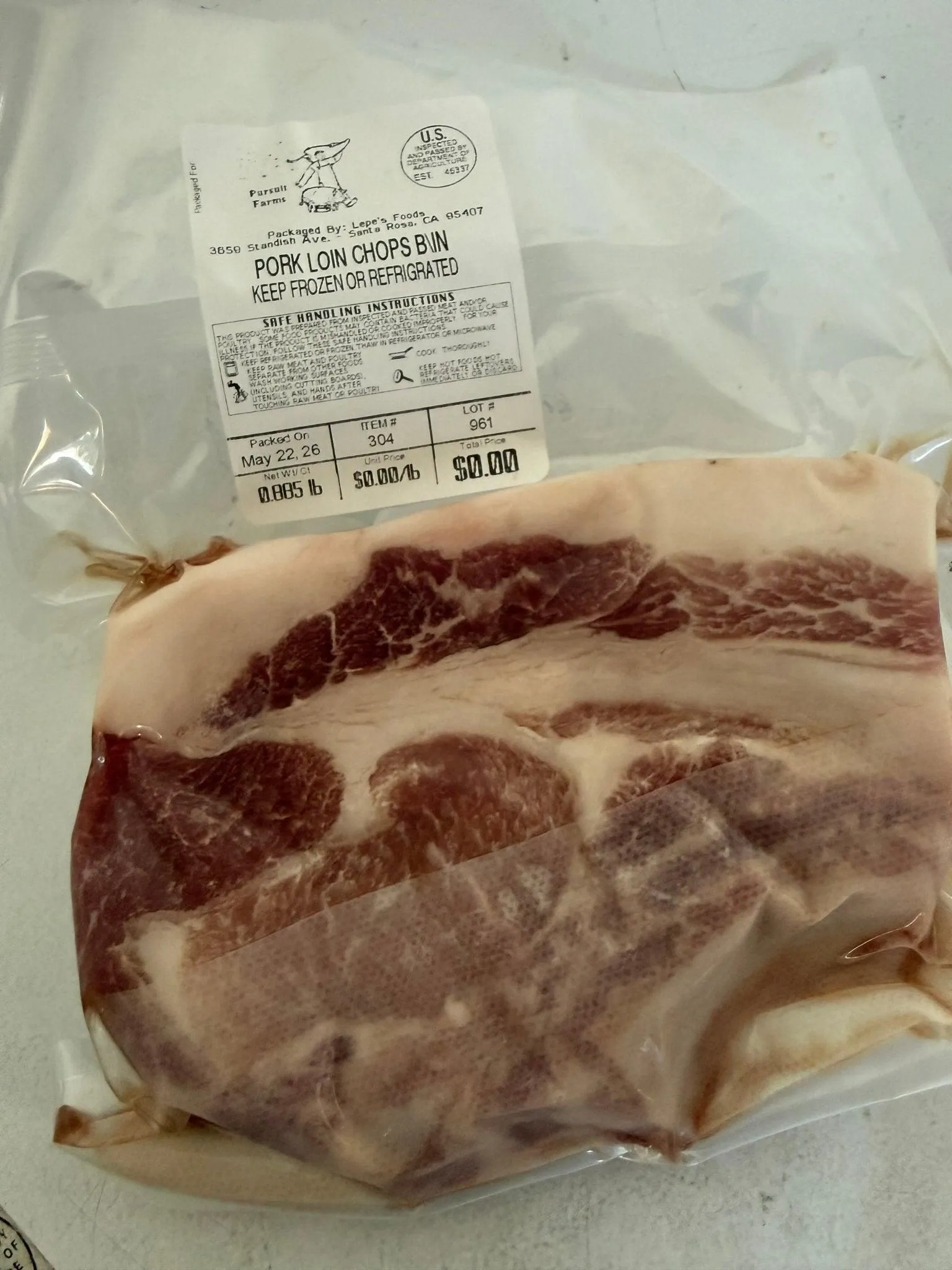 Mangalitsa x Berkshire CROSSbreed RANDOM-pick Pork Picnic Chop (.8-1.3#) from our farm
