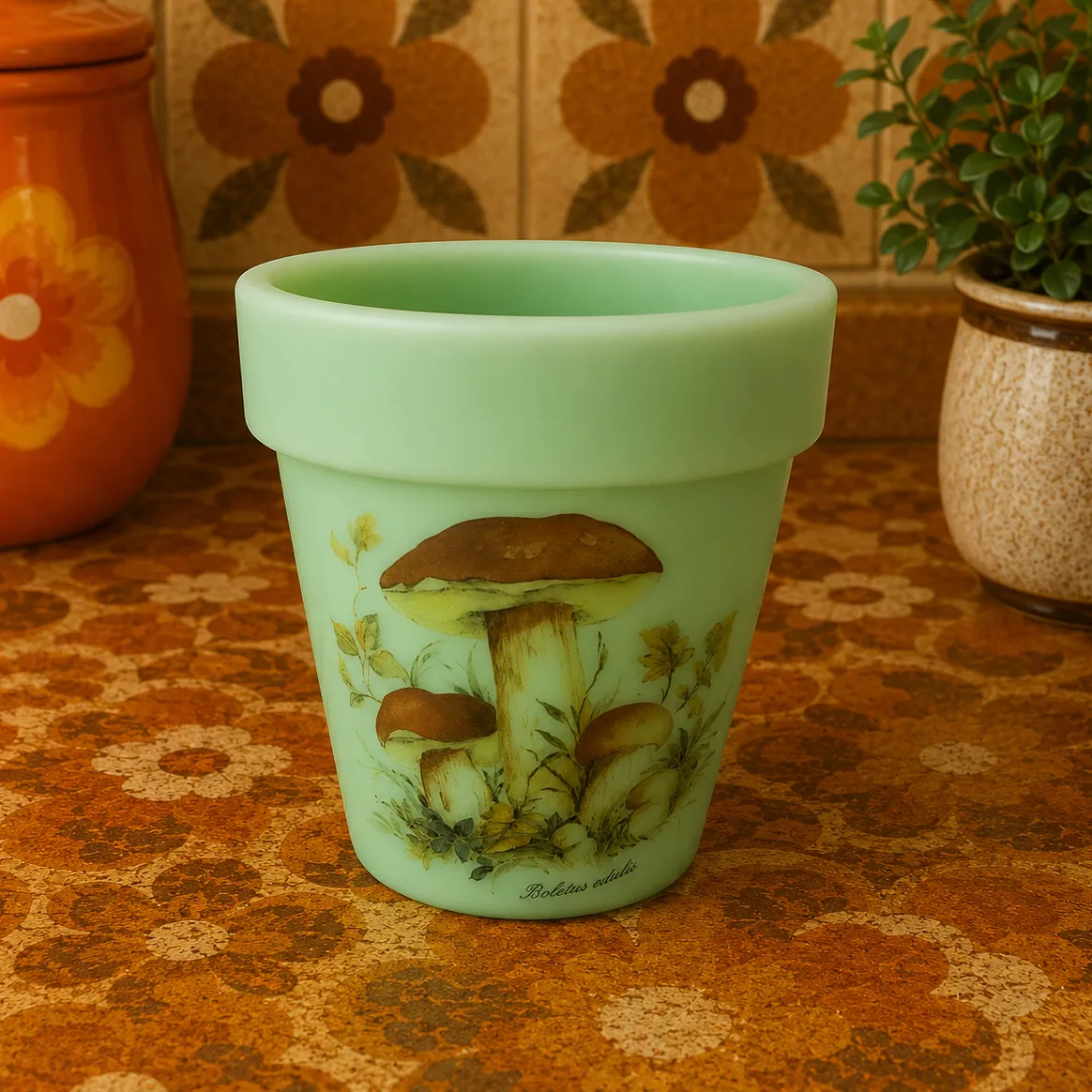 Mushroom III Jadeite Glass 4.5" Planter