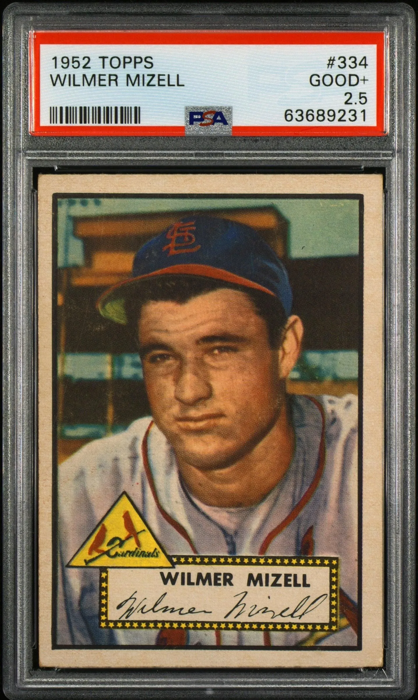1952 Topps #334 Wilmer Mizell PSA 2.5 SN 63689231