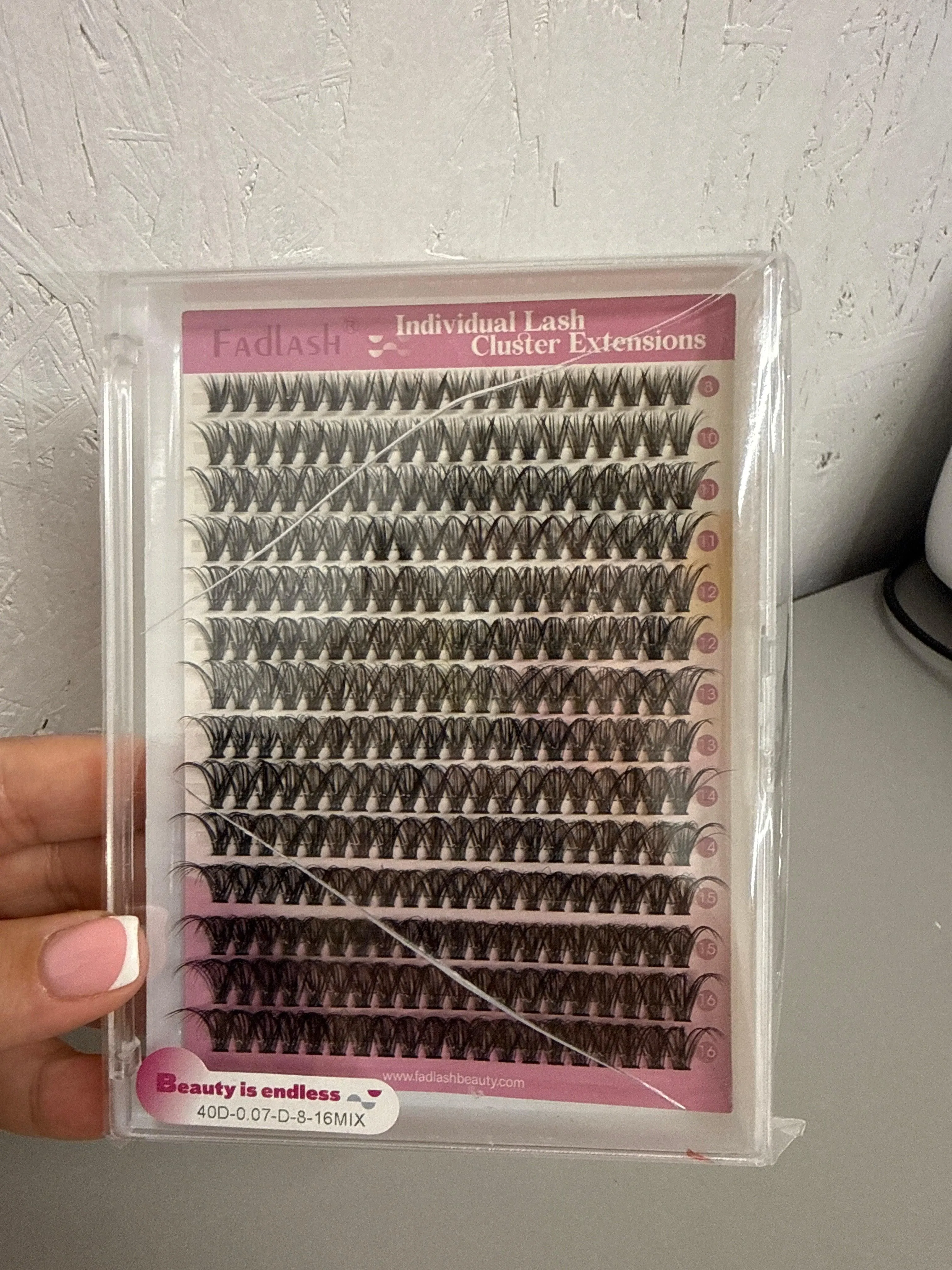 Fadlash 200pcs 0.07mm D Curl 8-16mm 40D Natural Look Cluster Eyelash Extensions