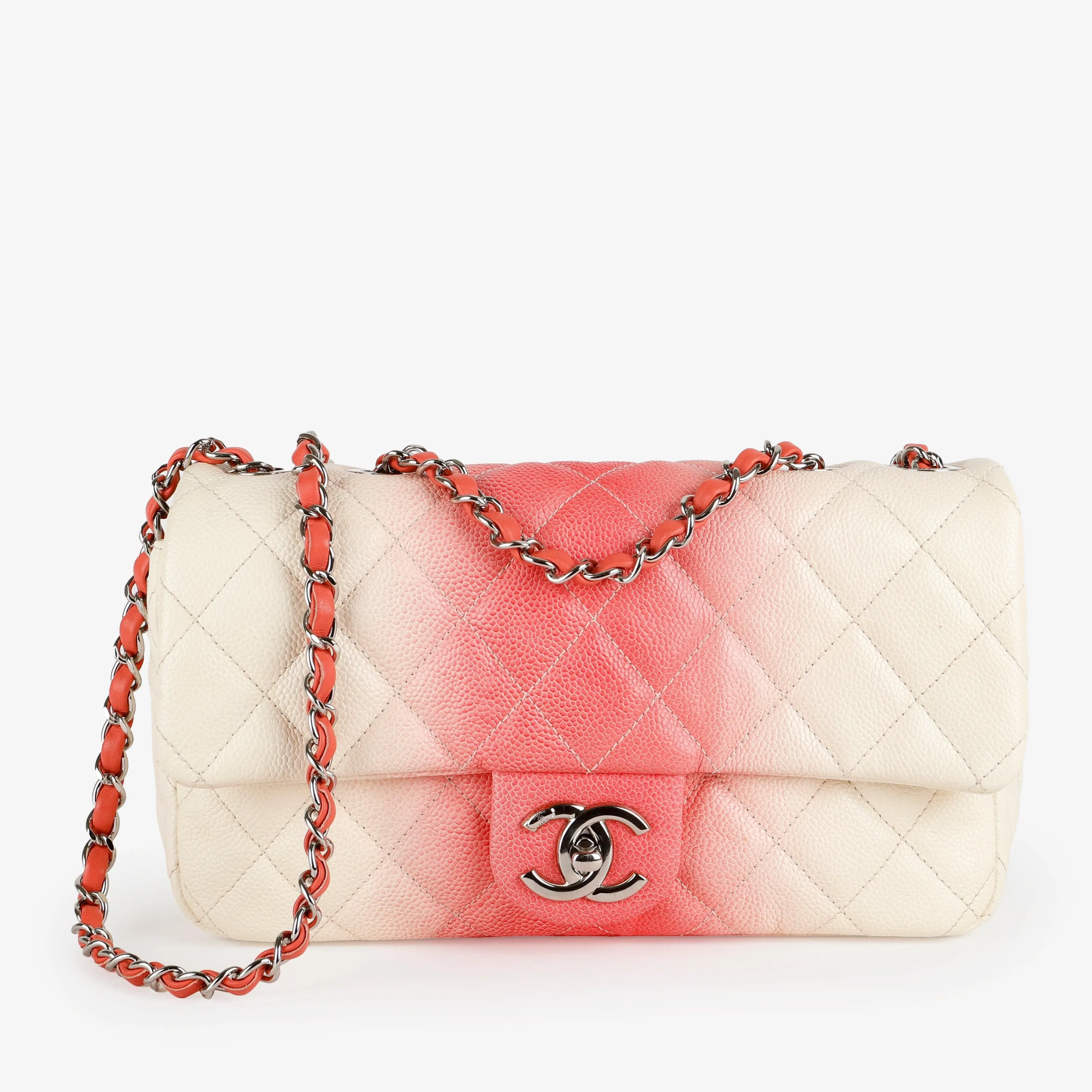 Medium CC Chain Flap Bag, Pink/Cream Ombre