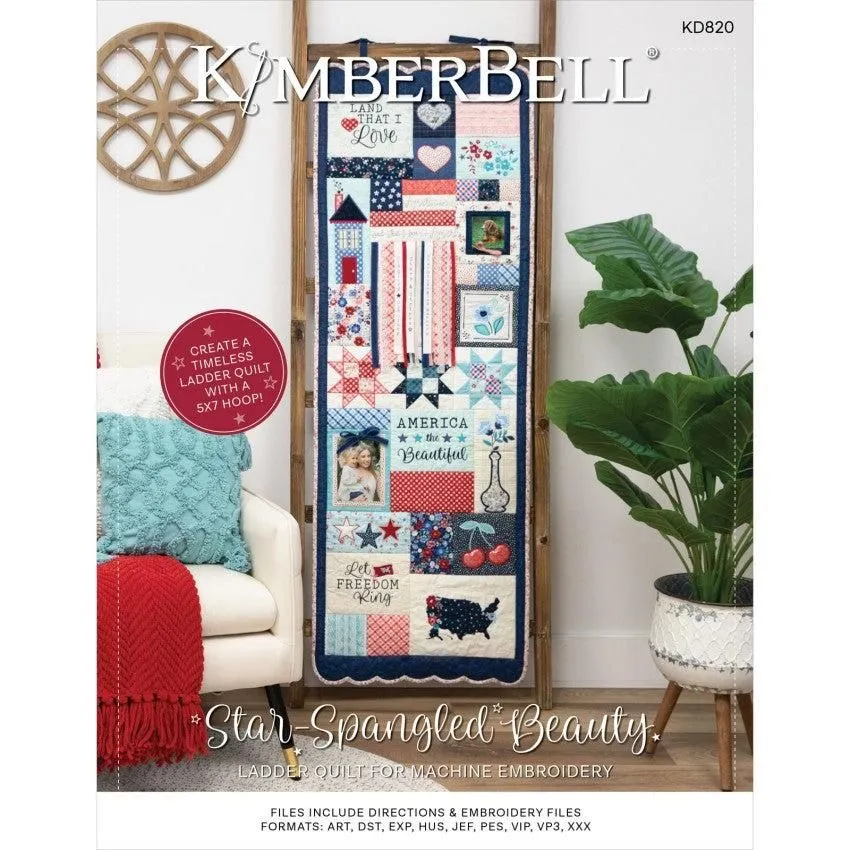Kimberbell Star Spangled Beauty Ladder Quilt Embroidery Book, Embellishments, and fabric Kit  Pre Order