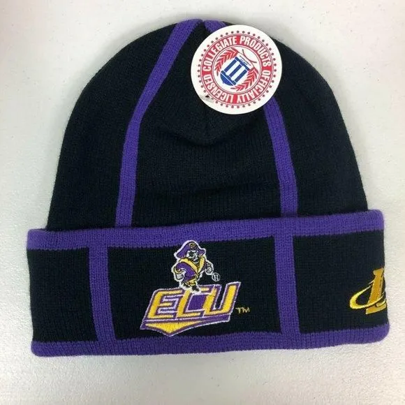 Product image for 97. Vintage Logo Athletic ECU Pirates Embroidered Beanie Knit Hat Football College