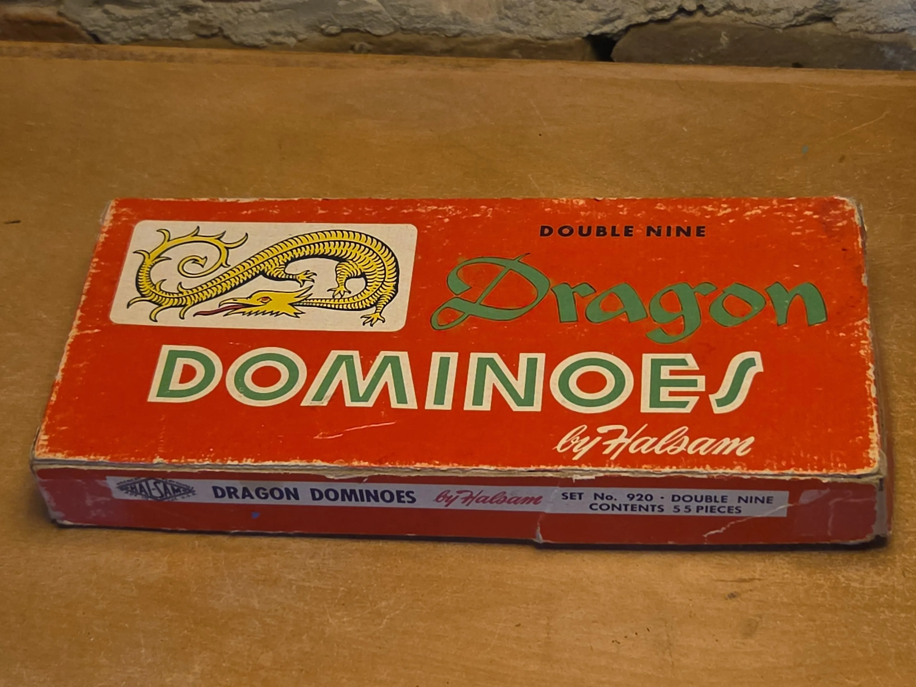 Vintage Dragon Dominoes Double Nine Set No. 920 Halsam AS IS 920