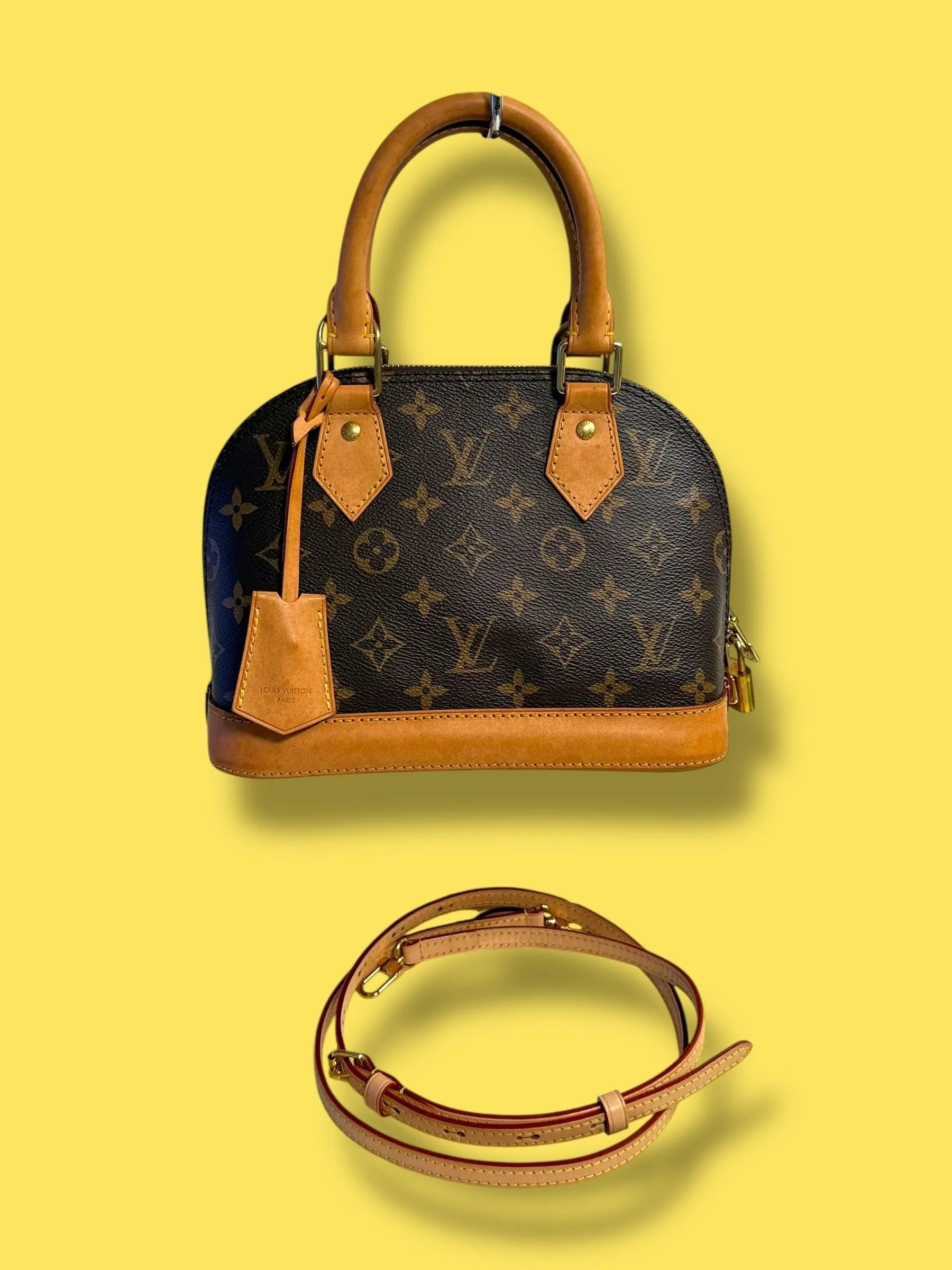 $2000 srp TBC126 LOUIS VUITTON Monogram Alma BB c Adjustable Strap Microchipped
