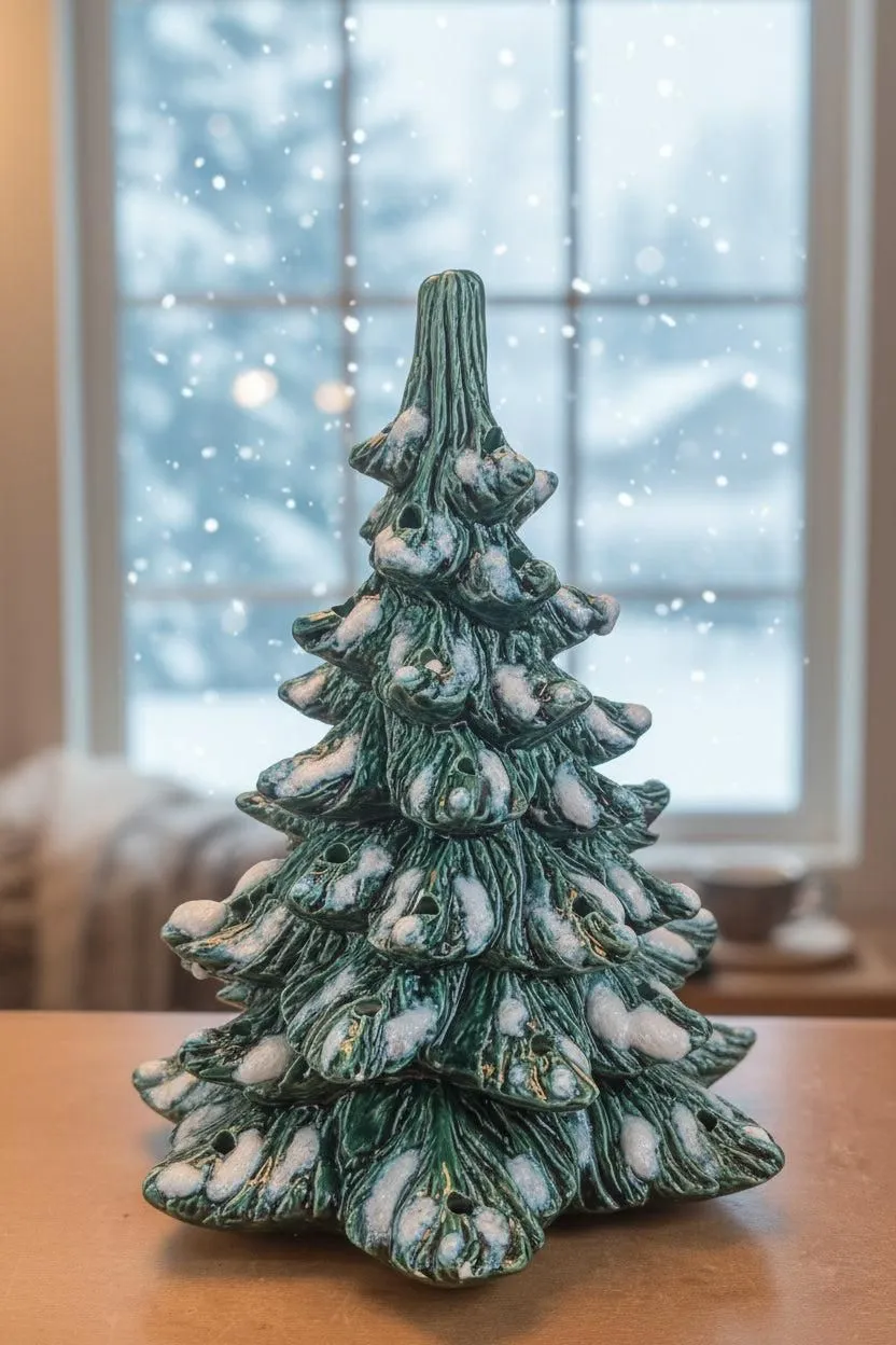 Vintage Nowell Mold Ceramic Christmas Tree 8”  1977 or 1987 vt2