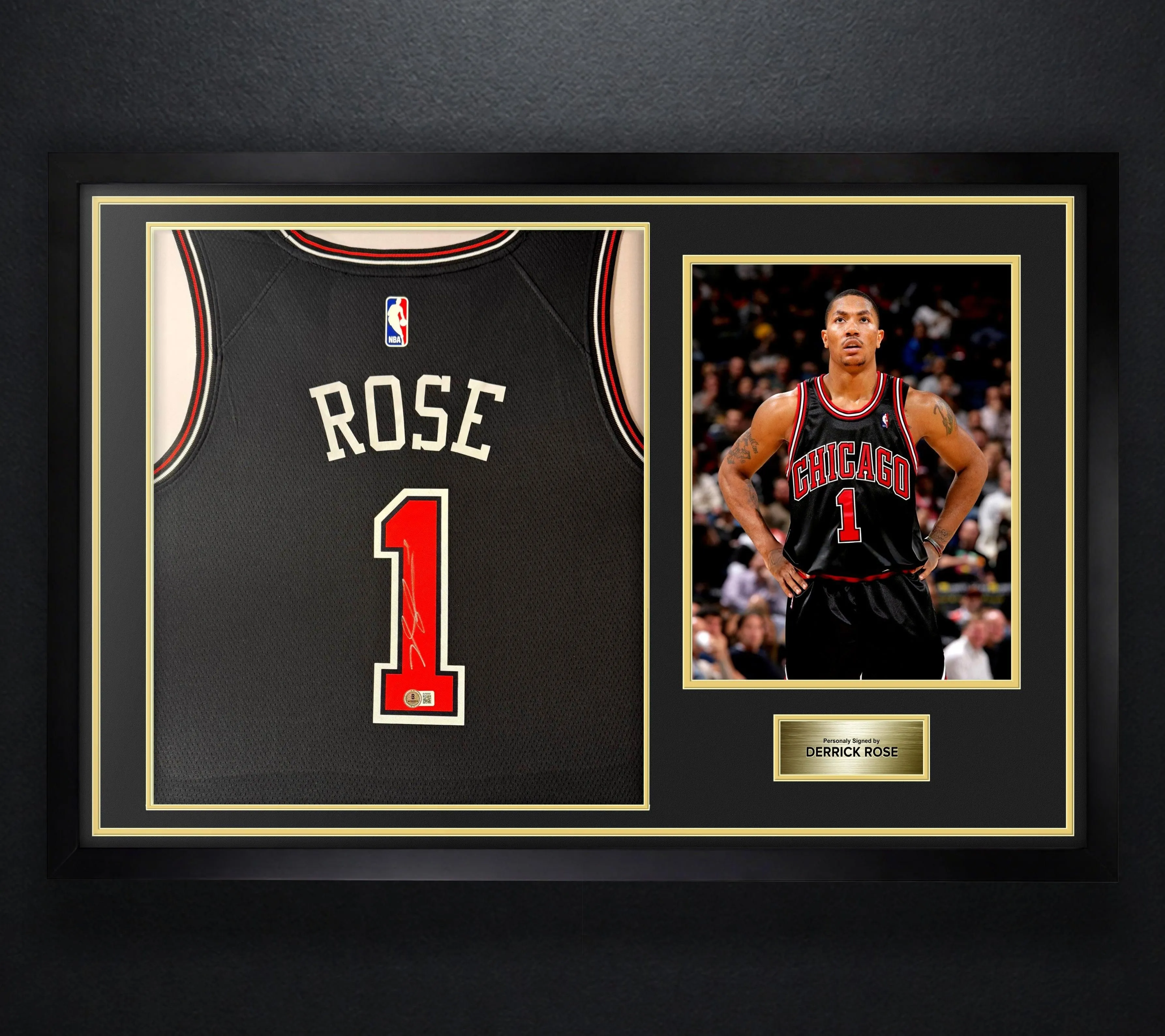 Derrick Rose Signed Chicago Bulls Nike Jersey Framed Beckett COA