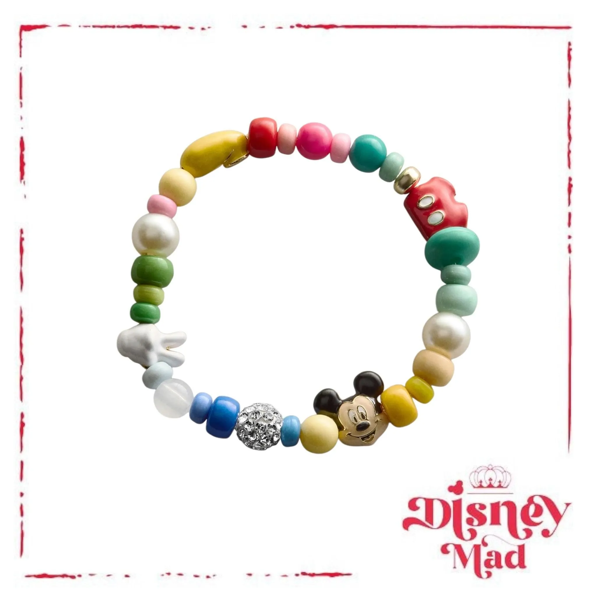 Disney Baublebar - Mickey Mouse Beaded Multicolored Charm Bracelet