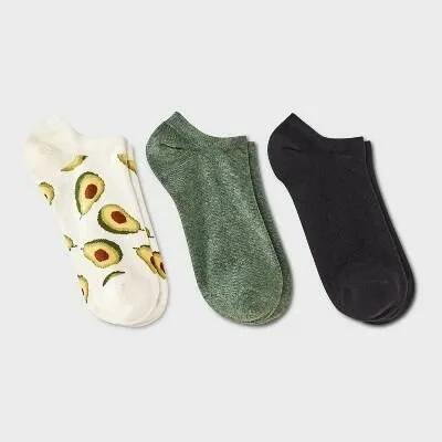 Women's Avocado 3pk Low Cut Socks - A New Day™ Ivory/Olive Green/Black 4-10