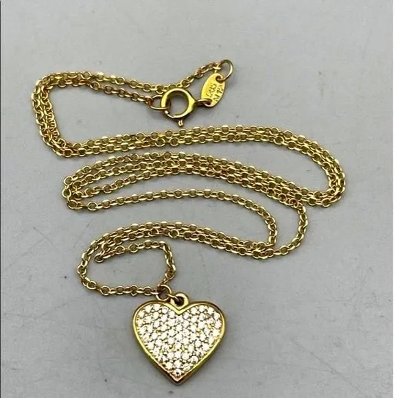 Product image for 14K Solid Gold Crystal Heart Necklace