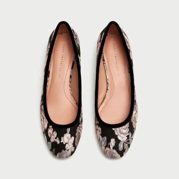 Product image for Zara TRF Floral Print Ballerinas