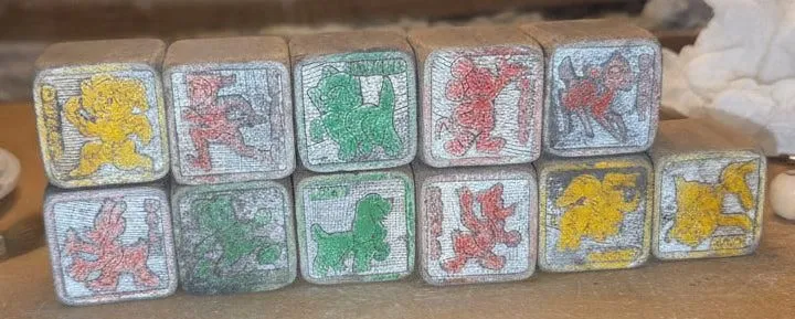 Vintage Disney Wooden Blocks Mickey Set of 11 Very Worn AS IS