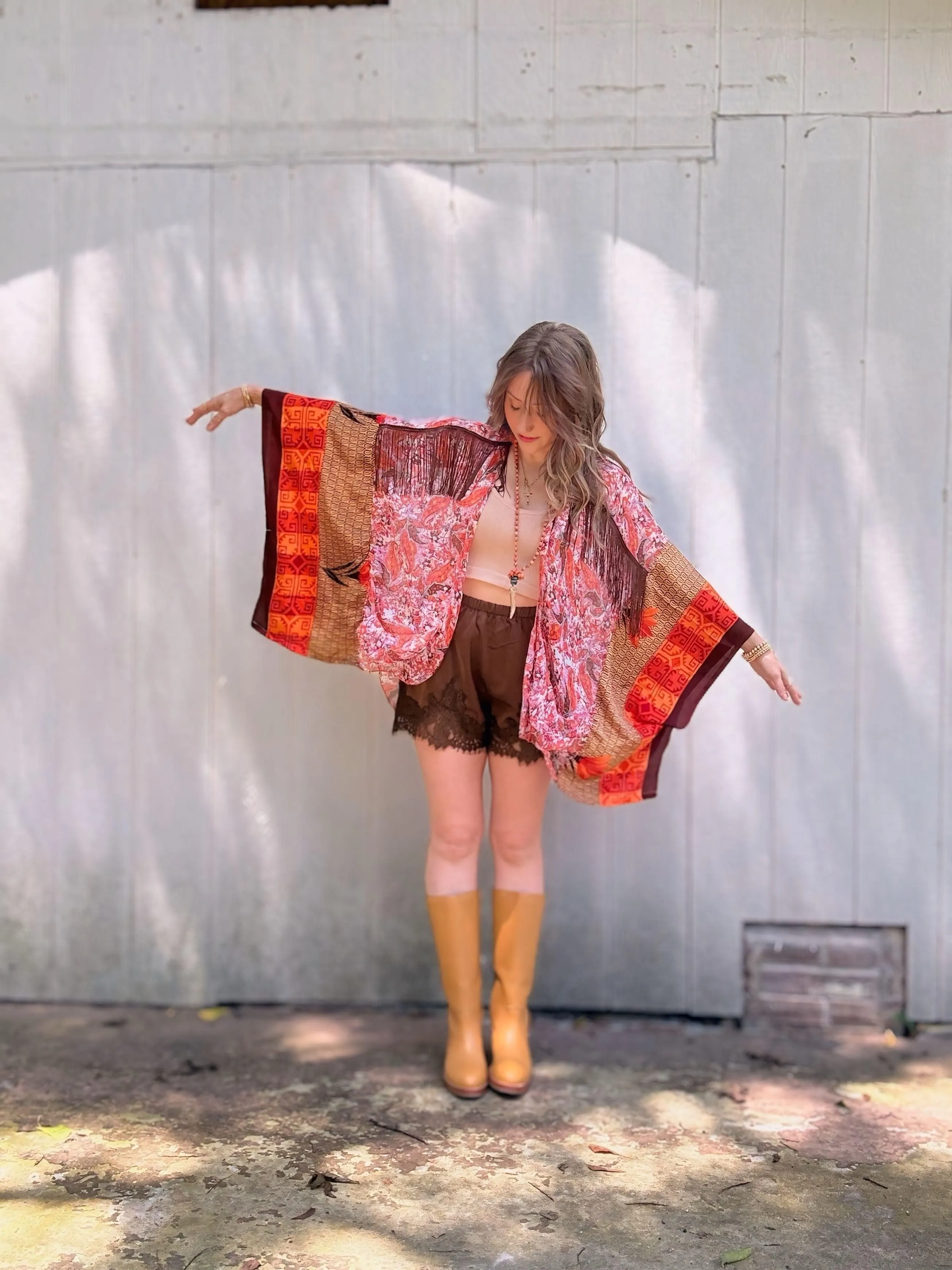 Afterglow Fringe Kimono - Free Size