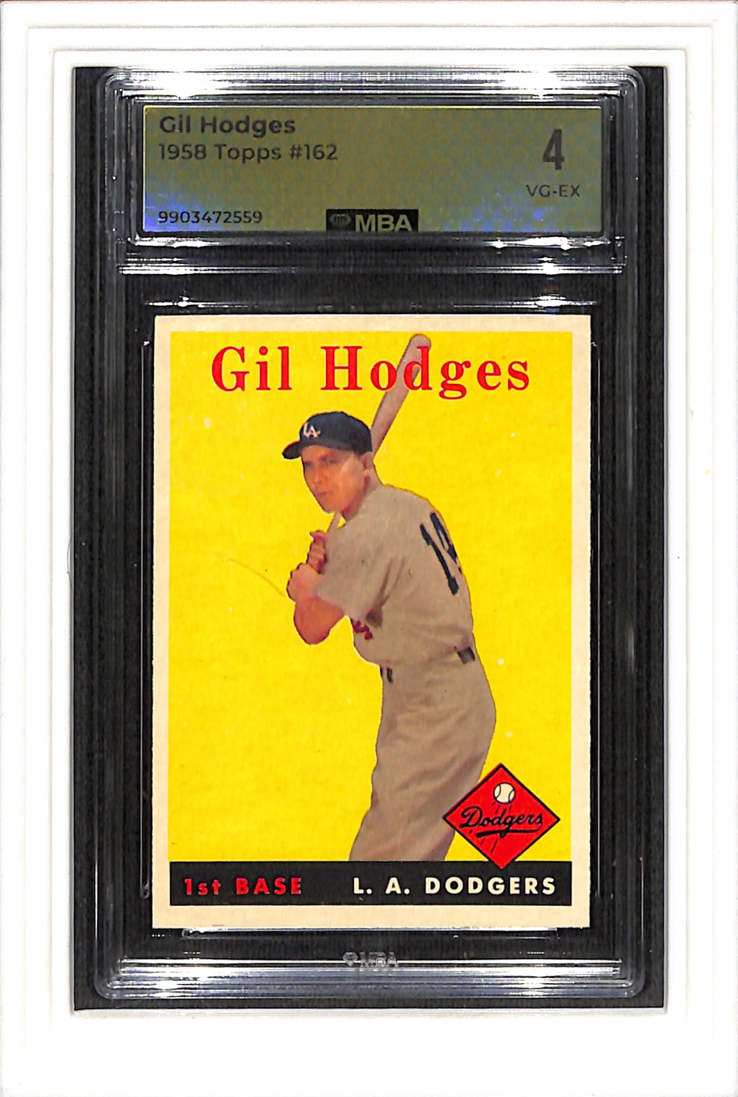1958 Topps #162 Gil Hodges MBA 4 SN 9903472559