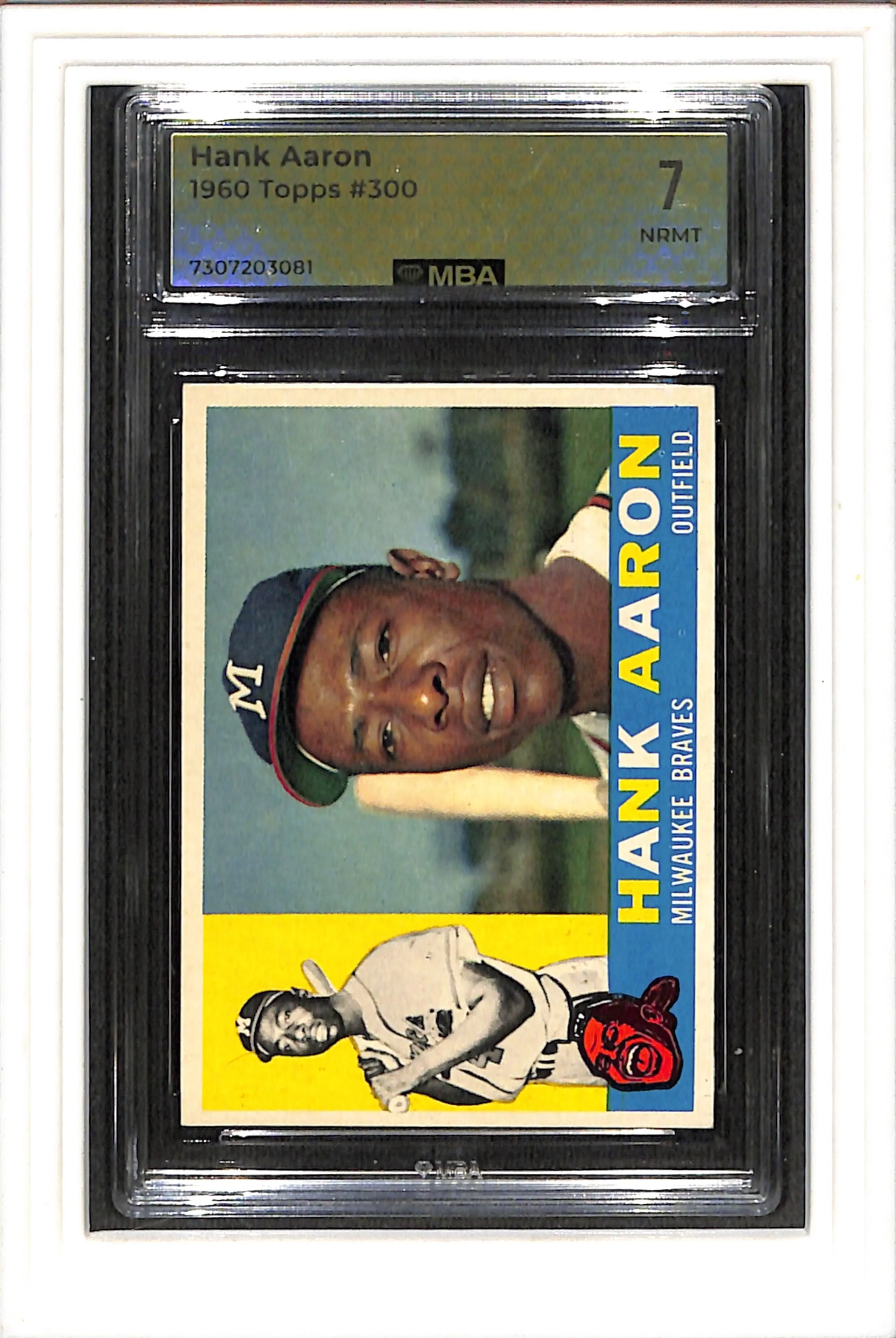 1960 Topps #300 Hank Aaron MBA 7 SN 7307203081 Wow!
