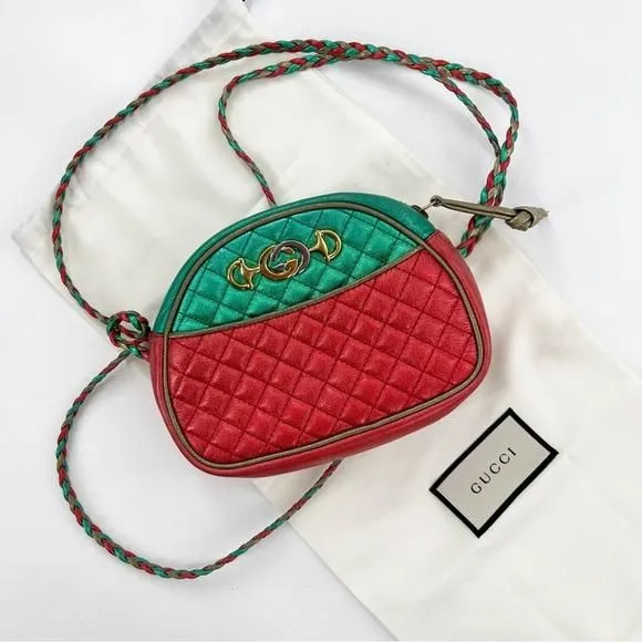 Product image for 003. GUCCI Trapuntata Zumi Dome Crossbody Bag Quilted Metallic Leather