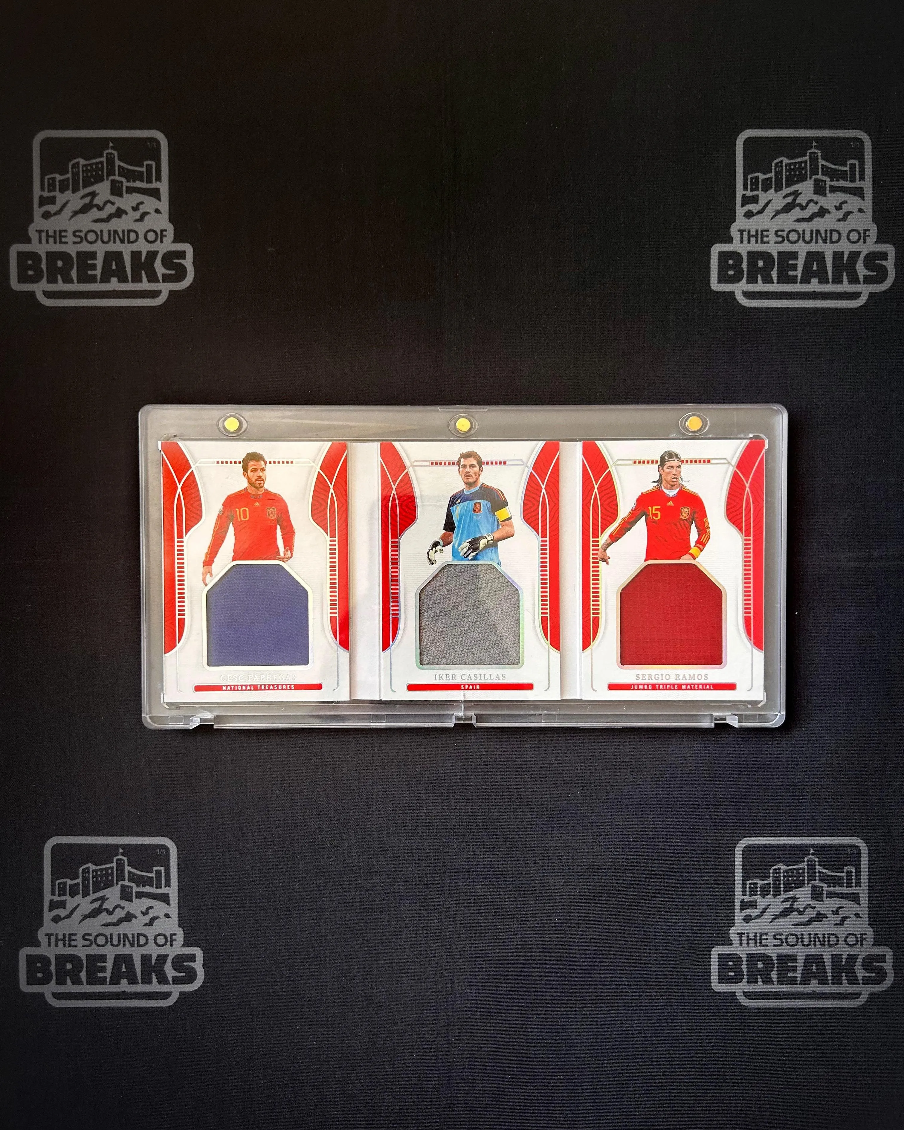 Frabregas Casillas Ramos 2022-23 Panini National Treasures Road to FIFA World Cup Qatar Jumbo Triple Material Booklet 28/40 #TM-ESP