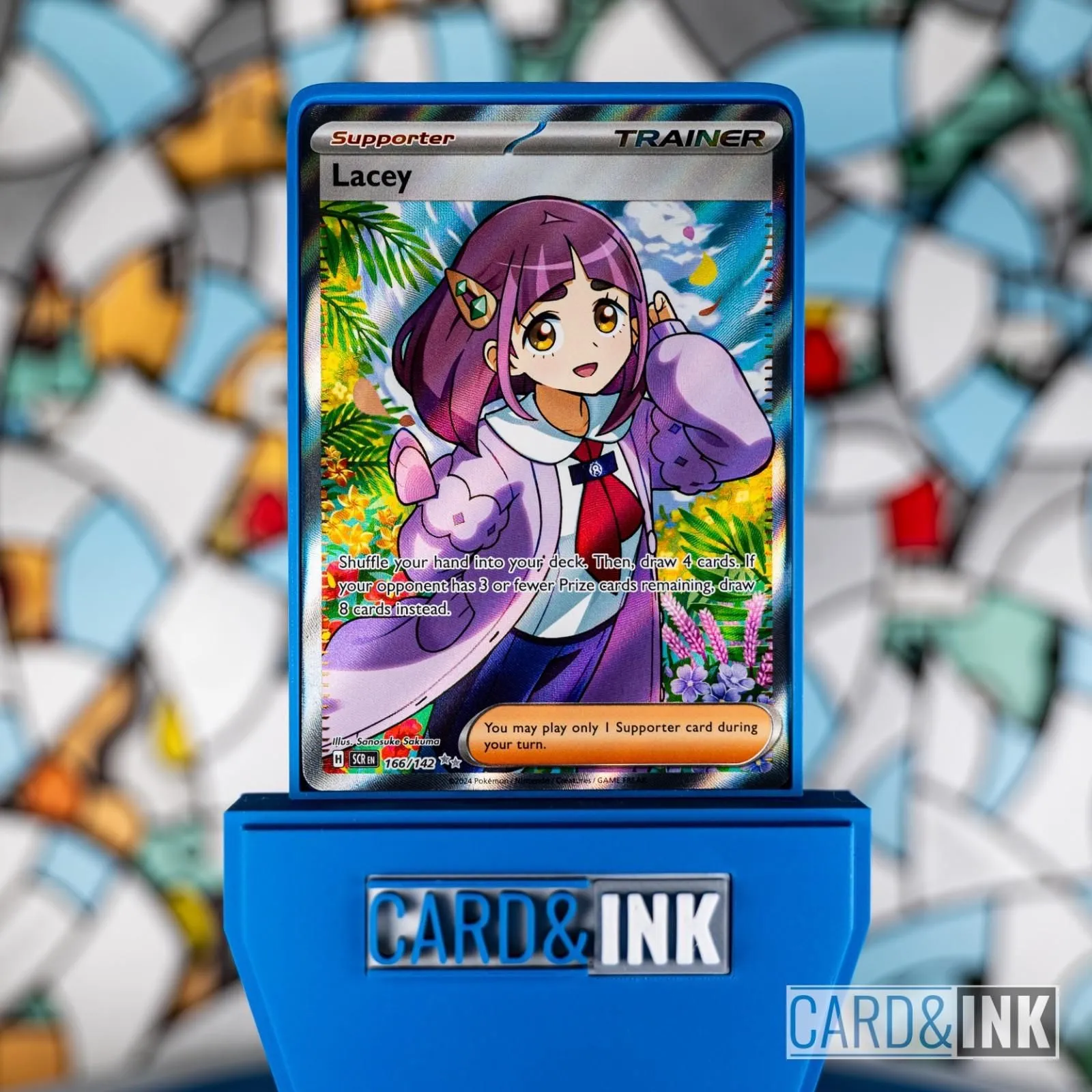 lacey pokemon card - 166/142 - Stellar Crown Graded by Pokemon TCG - SV8a -