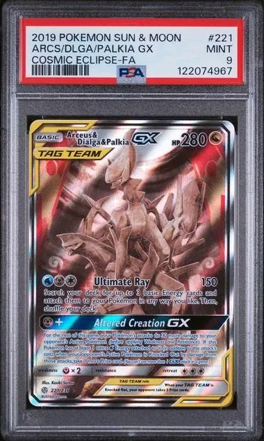 PSA9 - Arceus & Dialga & Palkia GX (CEC 221)