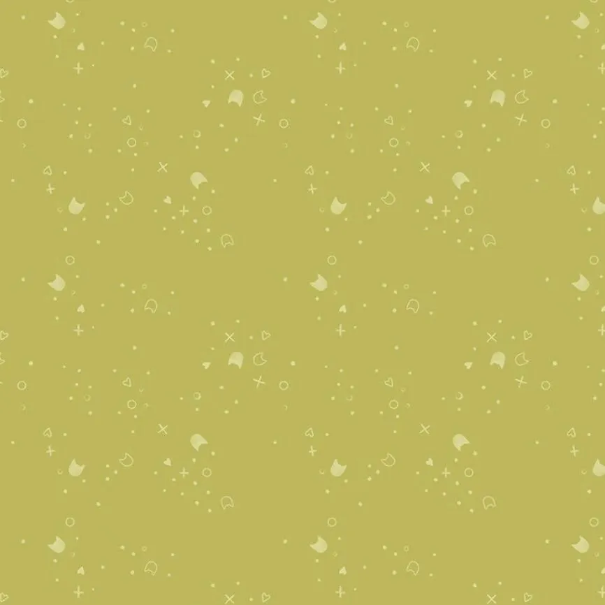 1 yd cut KITTY LITTER fabric- Olive- Pammie Jane Collection