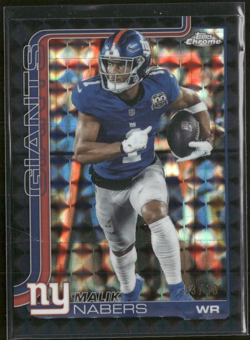 2025 Topps Chrome Black Geometric Refractor Malik Nabers #/10 #225