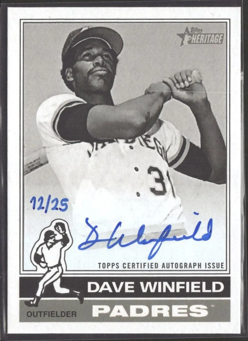 2025 Topps Heritage Black/White Auto /25 Dave Winfield Auto #ROABW-DW