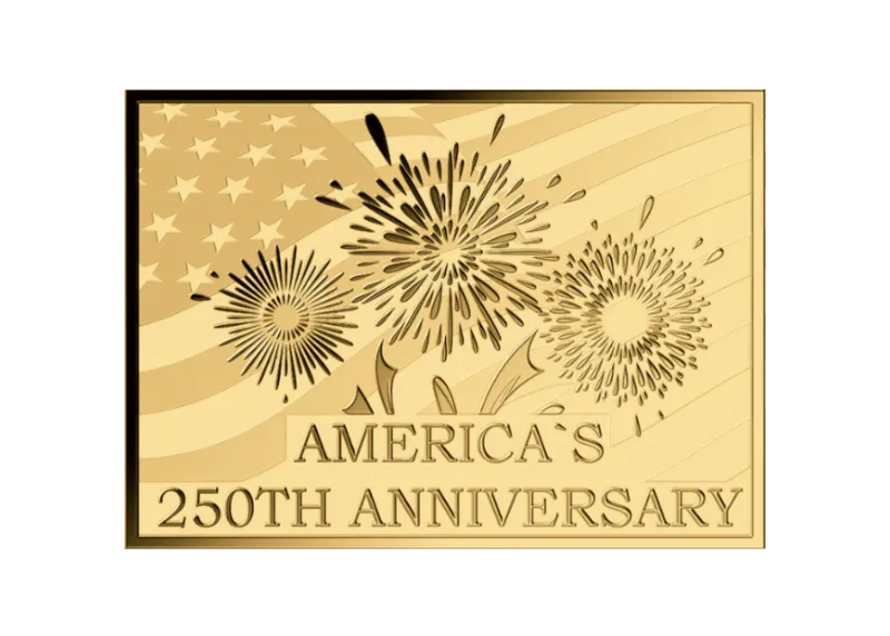 In Stock! America 250th Anniversary  1/1000 oz Gold Medal in Card  (25,000 Mintage)